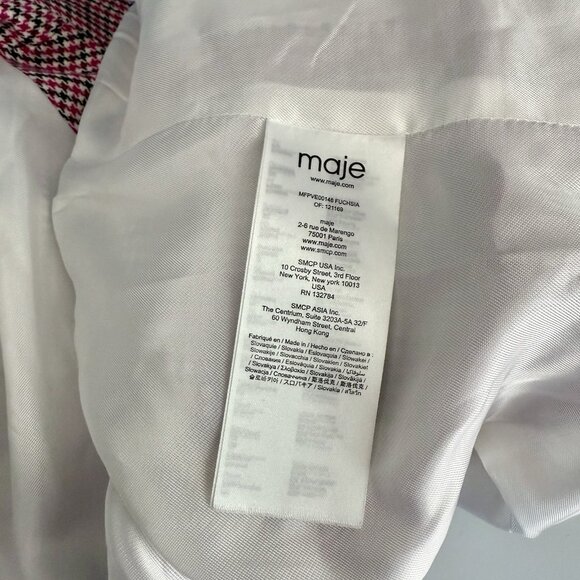 Maje Vic Double Breasted Houndstooth Jacquard Blazer Size 38 / US 6 M - Picture 8 of 12